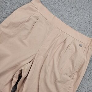 CALIA Womens Large Pleated‎ Drawstring Elastic Waist Cropped Pants Beige